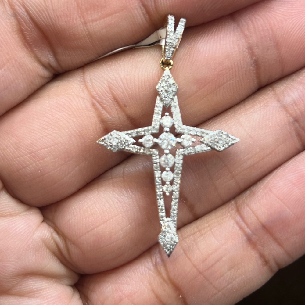 14K yellow gold diamond cross